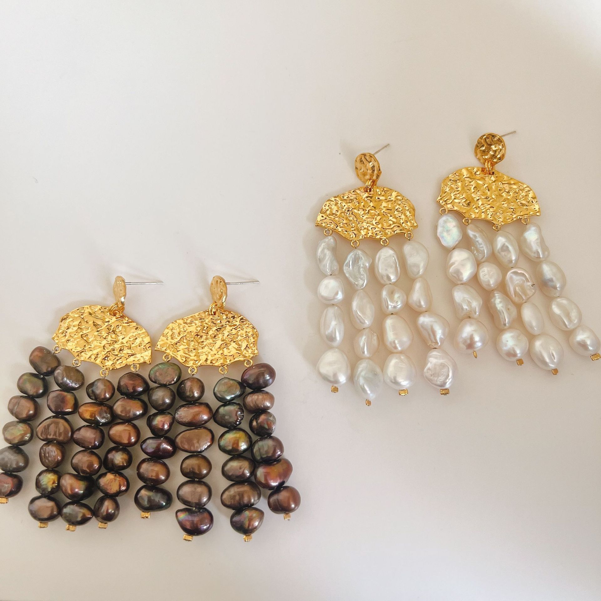 Tassel Earrings Boho - Boucles d'oreilles en laiton avec pompon
