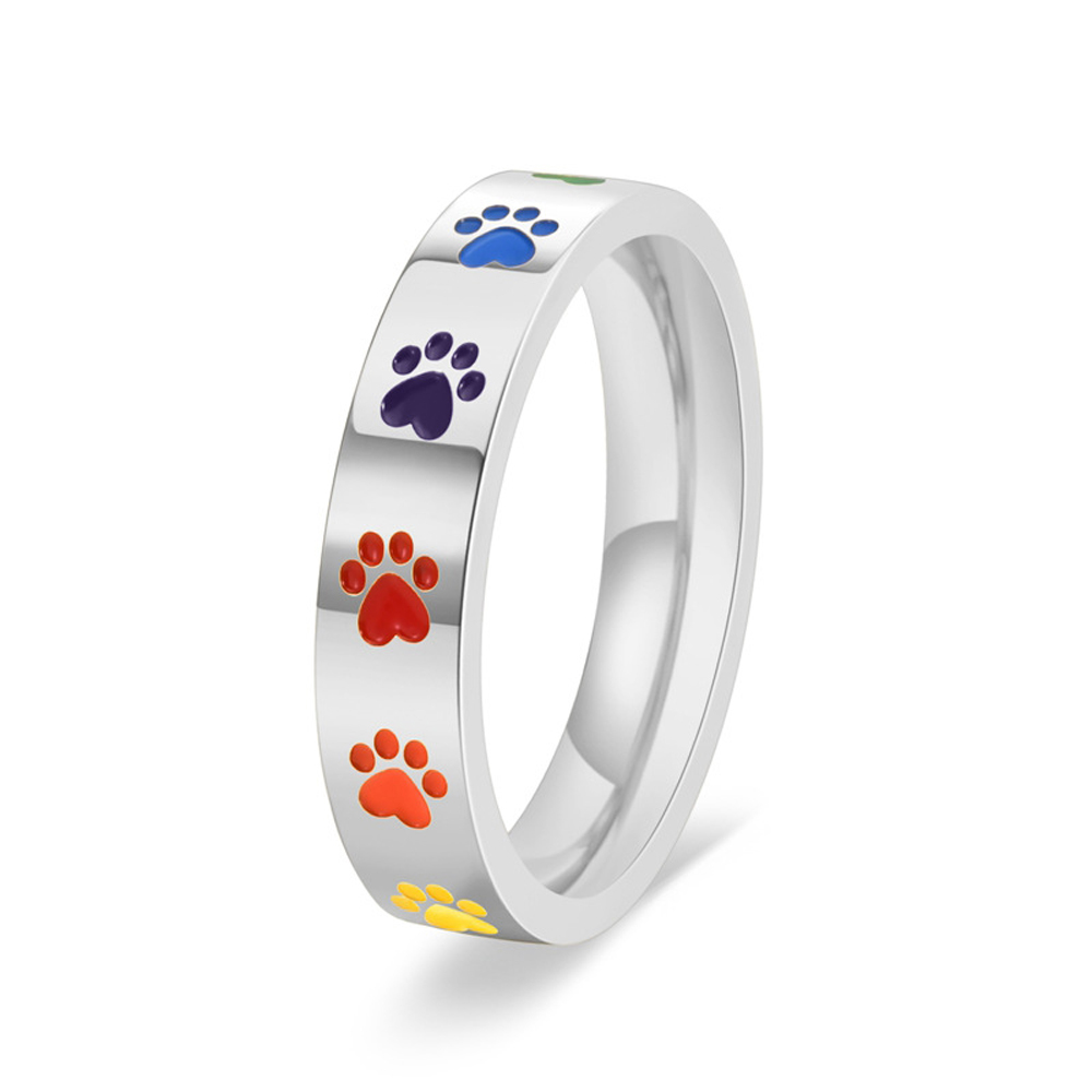 Women'S Accessories Rainbow Shops - Bague imprimée chien arc-en-ciel pour femmes,