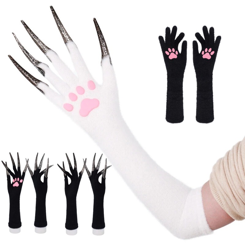 Women'S Vampire Accessories - Gants longs gothiques d'Halloween avec griffes