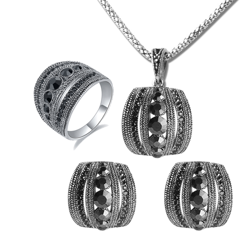 Women Jewelry Accessories For Black Dress - Taille 6-10 Vintage noir Zircon ensembles